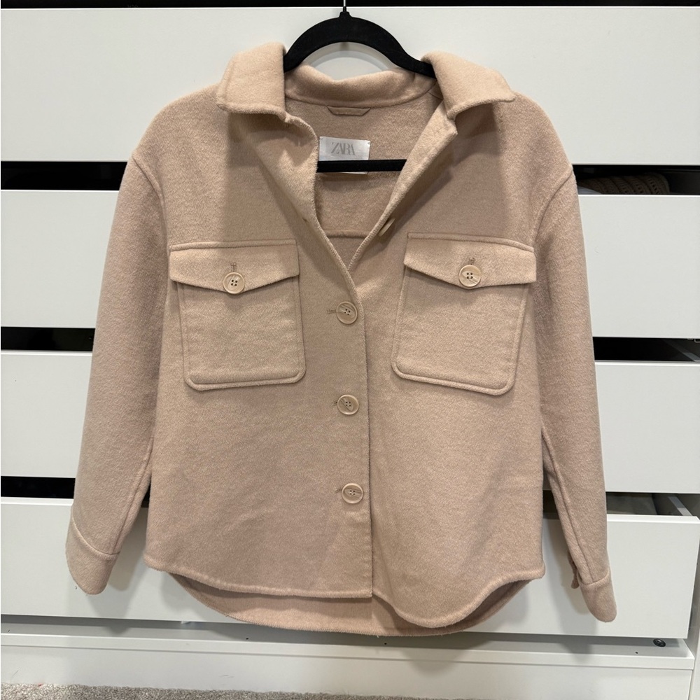 ZARA Wool-blend Camel Shacket